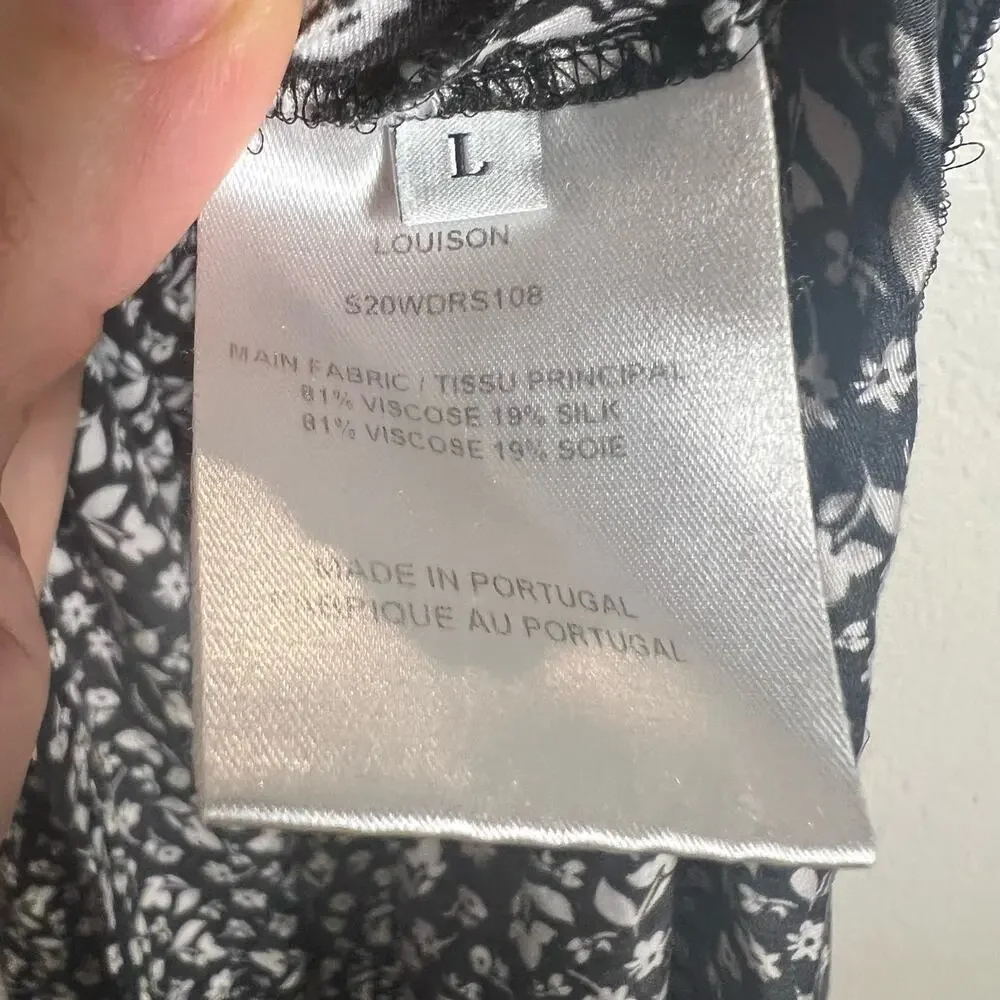 Officine Generale Louison Black Floral Print Silk Sleeveless Shift Dress Size L - Picture 16 of 16